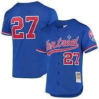 Mitchell & Ness pour homme Vladimir Guerrero Bleu Expos de Montréal Collection Cooperstown Maillot boutonné d'entraînement au bâton en maille