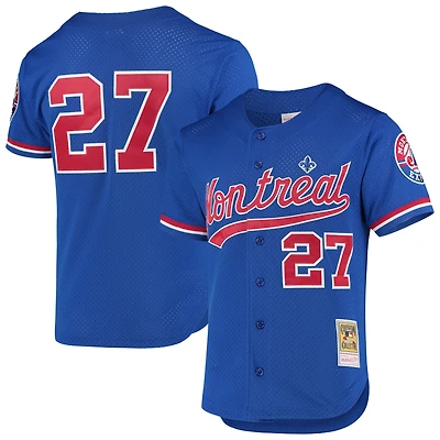 Mitchell & Ness pour homme Vladimir Guerrero Bleu Expos de Montréal Collection Cooperstown Maillot boutonné d'entraînement au bâton en maille