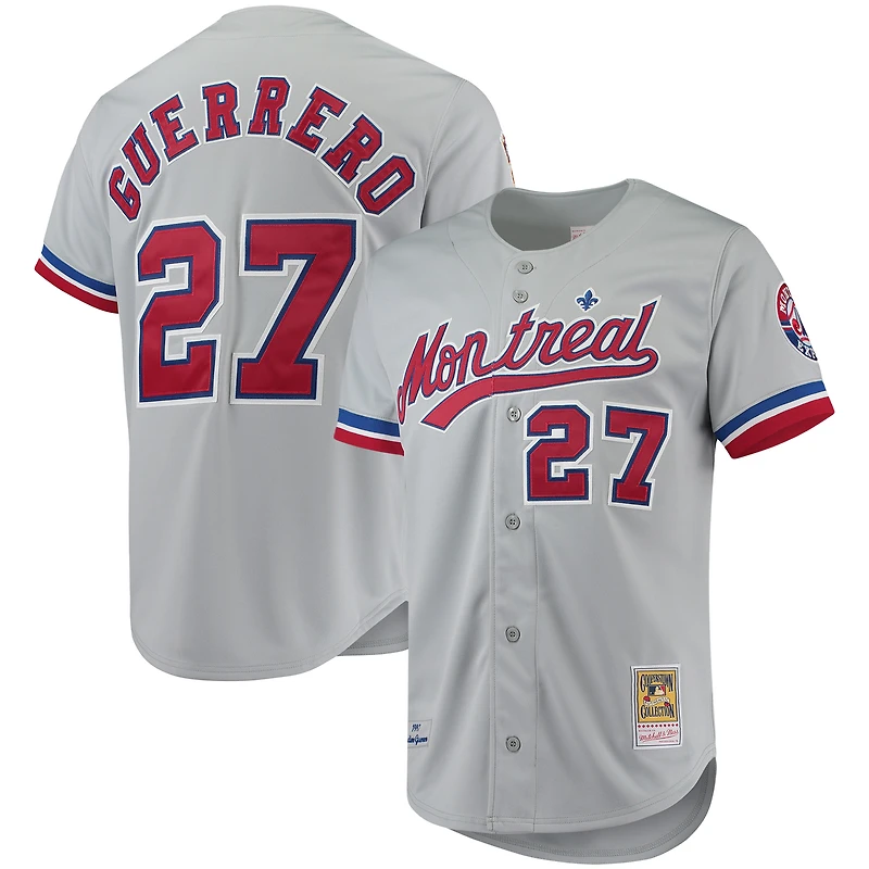Maillot authentique de la collection Cooperstown des Expos Montréal Mitchell & Ness Vladimir Guerrero gris pour hommes