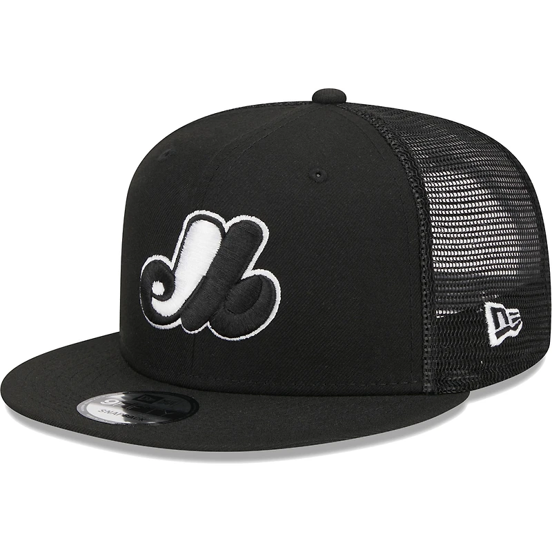 Casquette Trucker 9FIFTY Snapback de la collection Cooperstown des Expos de Montréal New Era pour homme, noire