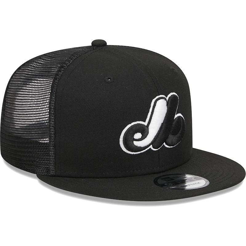 Casquette Trucker 9FIFTY Snapback de la collection Cooperstown des Expos de Montréal New Era pour homme, noire