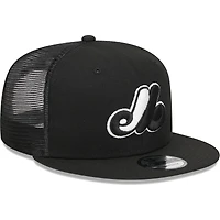 Casquette Trucker 9FIFTY Snapback de la collection Cooperstown des Expos de Montréal New Era pour homme, noire