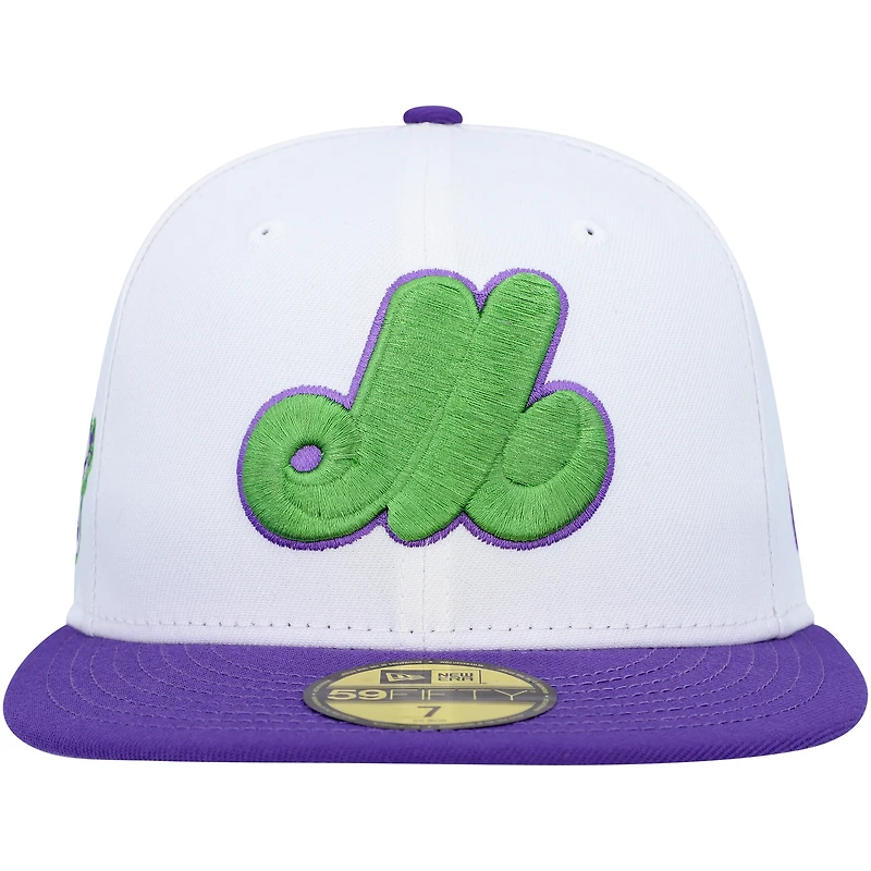 Casquette ajustée 59FIFTY avec écusson latéral 25e anniversaire des Expos de Montréal New Era pour homme, blanc