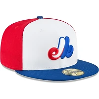 Casquette ajustée New Era blanche pour homme, collection Cooperstown des Expos de Montréal, en laine, modèle 59FIFTY
