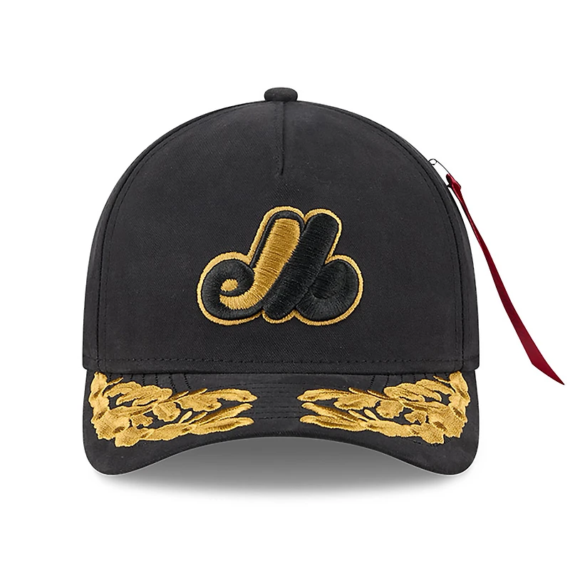 Men's New Era x Alpha Industries  Black Montreal Expos A-Frame 9FORTY Adjustable Hat