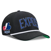 Men's Nike Black Montreal Expos Cooperstown Collection Rise Adjustable Hat