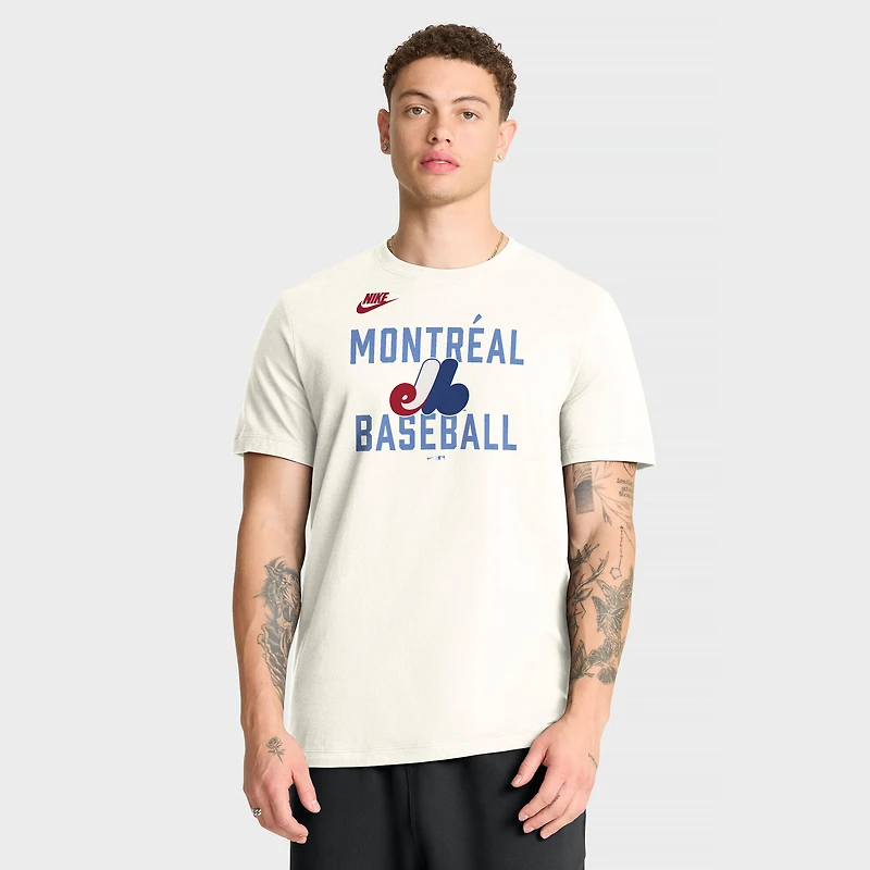 T-shirt Nike crème pour homme, collection Montréal Expos Cooperstown, inspiré des années 70