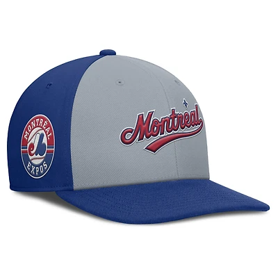 Casquette Nike grise/bleue à visière ajustable Pro Performance des Expos de Montréal la collection Cooperstown pour homme