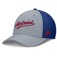 Casquette Nike Performance Flex grise/bleue des Expos de Montréal Rise Swoosh pour homme