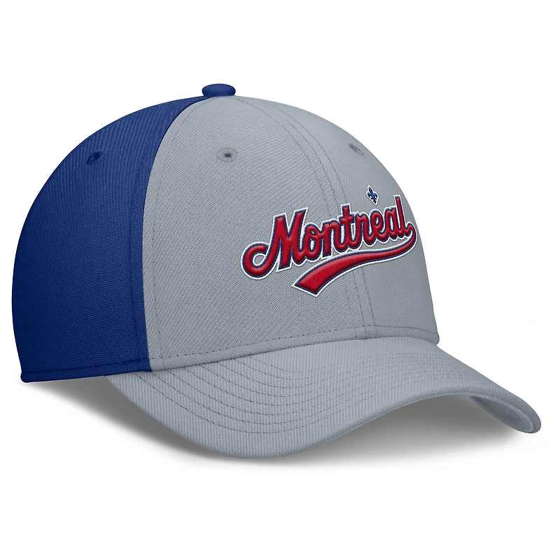 Casquette Nike Performance Flex grise/bleue des Expos de Montréal Rise Swoosh pour homme
