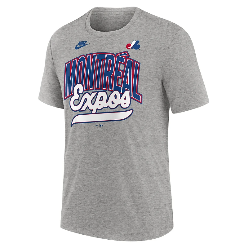 T-shirt Nike gris chiné pour homme, collection Cooperstown, style rétro, trois couleurs, Expos de Montréal