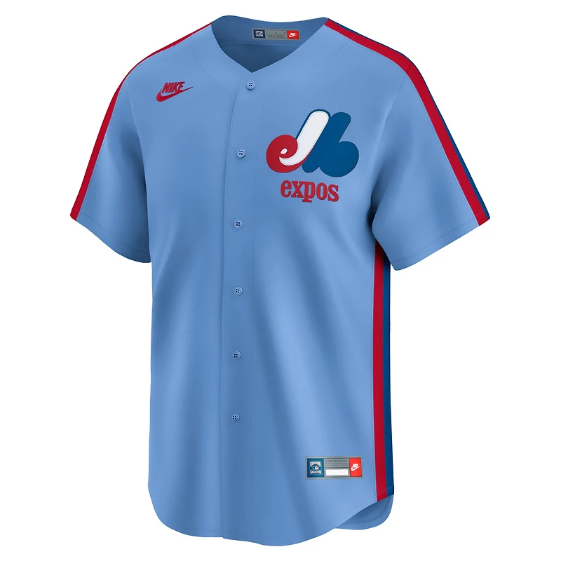 Maillot Nike bleu clair pour homme des Expos de Montréal, édition limitée Cooperstown