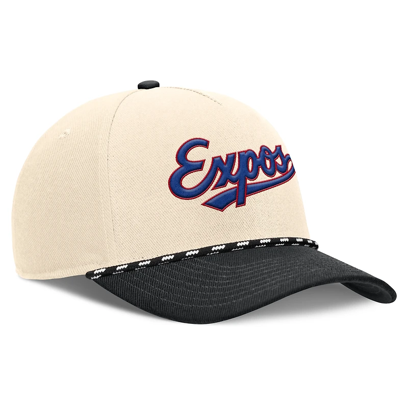 Men's Nike Natural/Black Montreal Expos Cooperstown Collection Rise Adjustable Hat