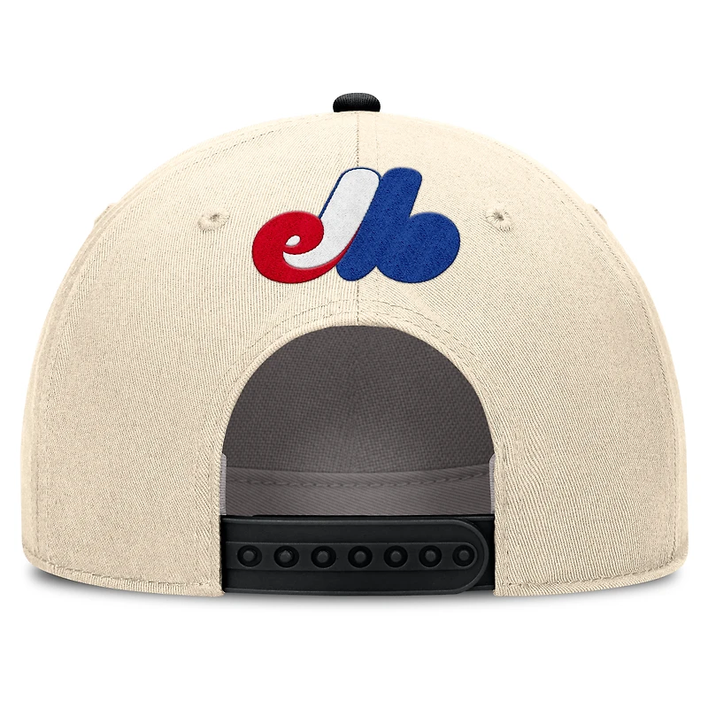Men's Nike Natural/Black Montreal Expos Cooperstown Collection Rise Adjustable Hat
