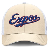 Men's Nike  Natural Montreal Expos Cooperstown Collection Dri-FIT Rise Trucker Adjustable Hat