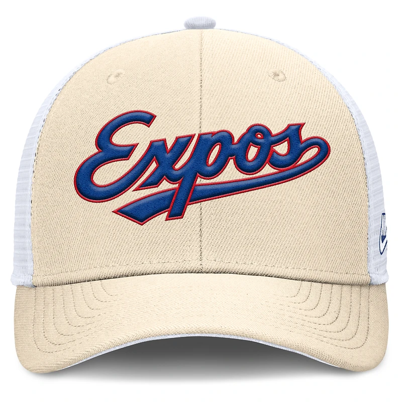Men's Nike Natural Montreal Expos Cooperstown Collection Dri-FIT Rise Trucker Adjustable Hat