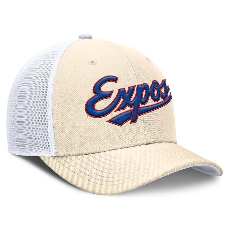 Men's Nike Natural Montreal Expos Cooperstown Collection Dri-FIT Rise Trucker Adjustable Hat