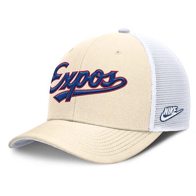 Men's Nike Natural Montreal Expos Cooperstown Collection Dri-FIT Rise Trucker Adjustable Hat