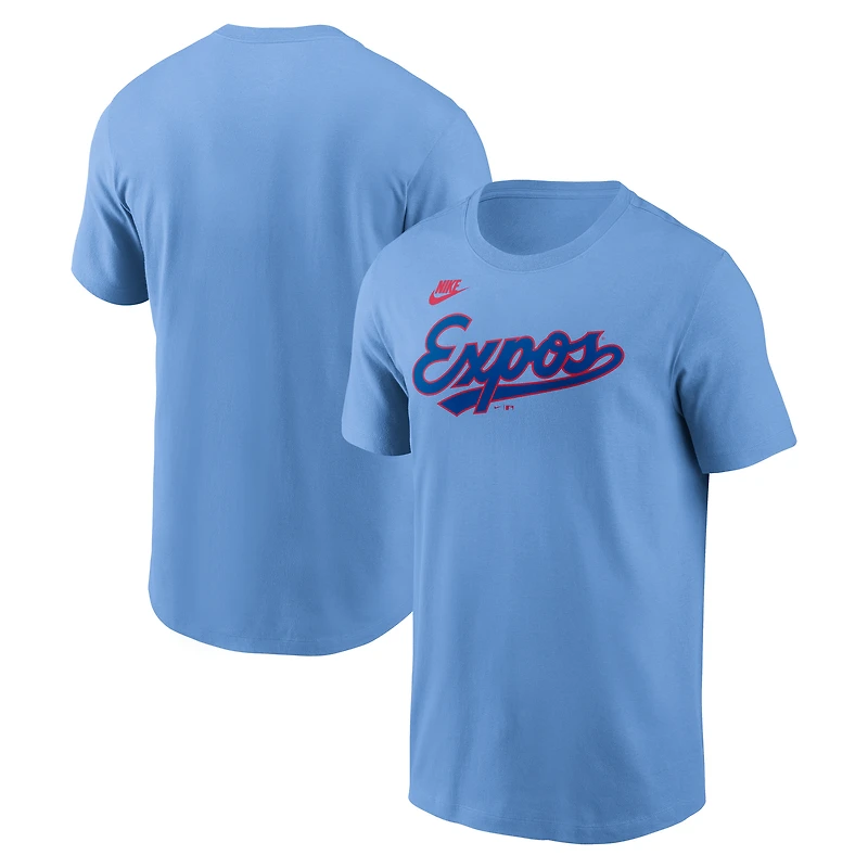T-shirt Nike pour homme, bleu poudre, collection Cooperstown des Expos de Montréal, logo