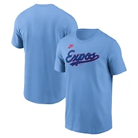 T-shirt Nike pour homme, bleu poudre, collection Cooperstown des Expos de Montréal, logo