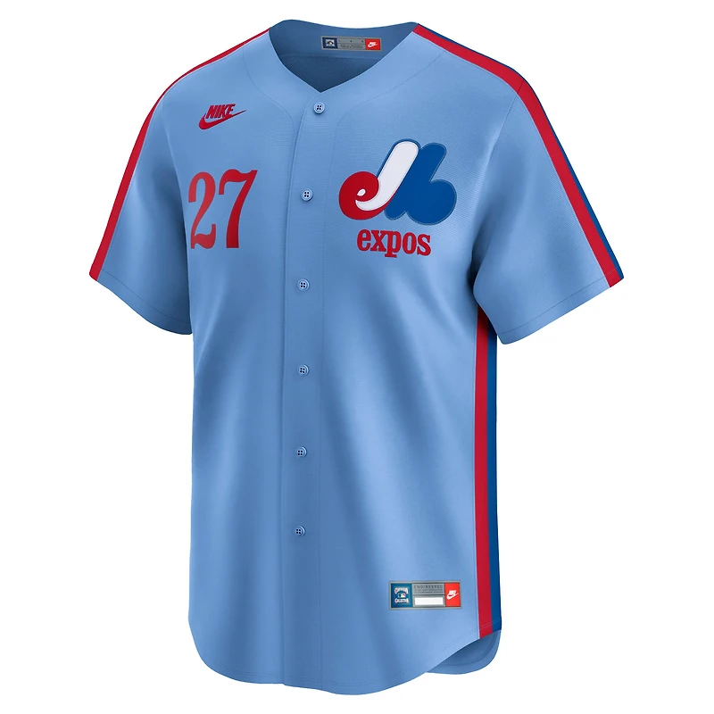 Maillot Nike Vladimir Guerrero bleu poudré des Expos de Montréal, collection Cooperstown, édition limitée pour homme