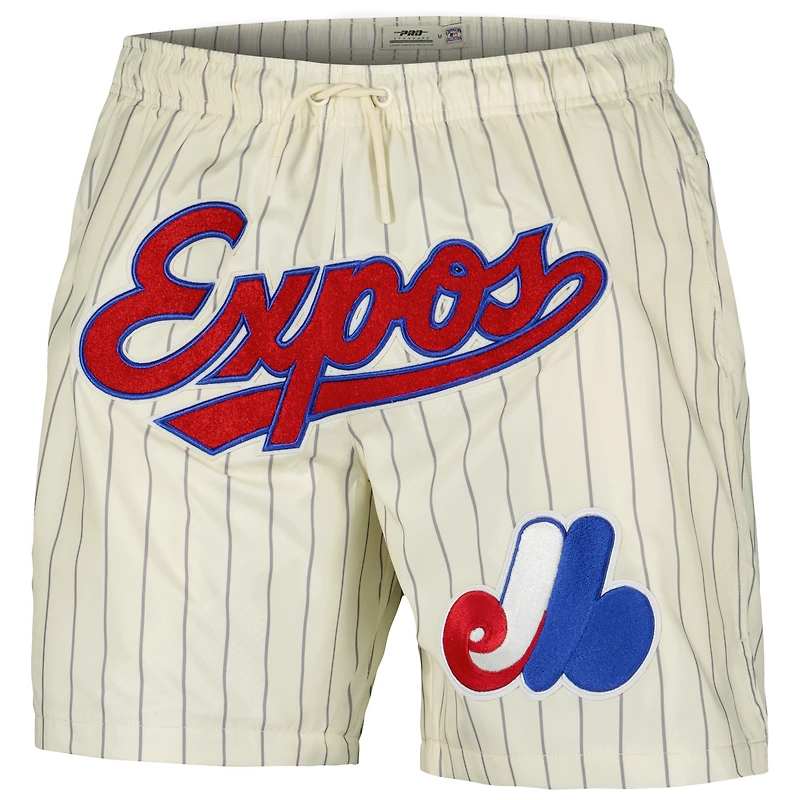 Men's Pro Standard Cream Montreal Expos Pinstripe Retro Classic Woven Shorts