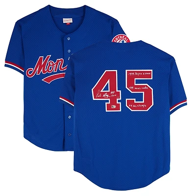 Pedro Martinez Montreal Expos Autographed Blue Mitchell & Ness Replica Jersey with Multiple Inscriptions - Limited Edition #10/10
