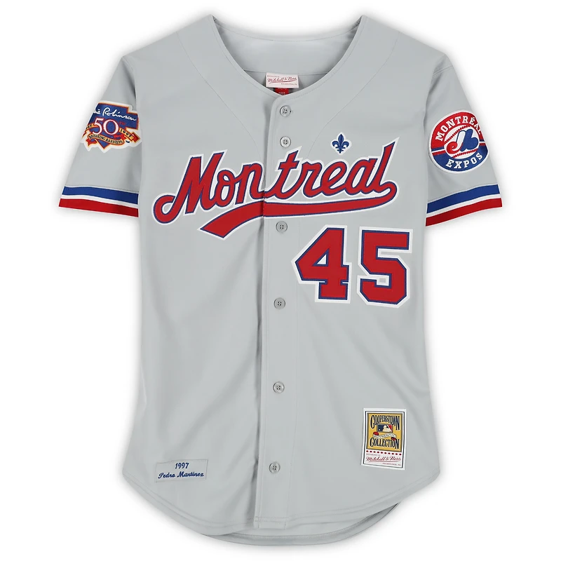 Pedro Martinez Montreal Expos Autographed Gray Mitchell & Ness Authentic Jersey  