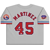 Maillot authentique gris autographié de Pedro Martinez des Expos de Montréal, signé par Mitchell & Ness