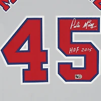 Maillot authentique gris Mitchell & Ness autographié par Pedro Martinez des Expos de Montréal avec inscription « HOF 15 »