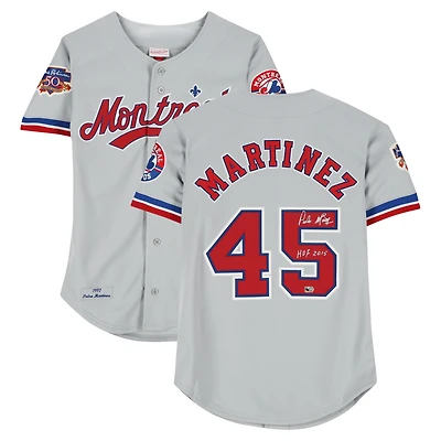 Pedro Martinez Montreal Expos Autographed Gray Mitchell & Ness Authentic Jersey with "HOF 15" Inscription 