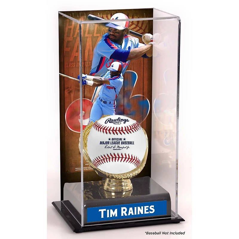 Vitrine d'exposition sublimée du Temple de la renommée des Expos de Montréal de Tim Raines avec image