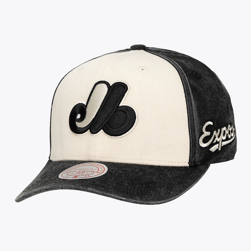 Unisex Mitchell & Ness Cream/Black Montreal Expos Snow Block Pro Crown Adjustable Hat