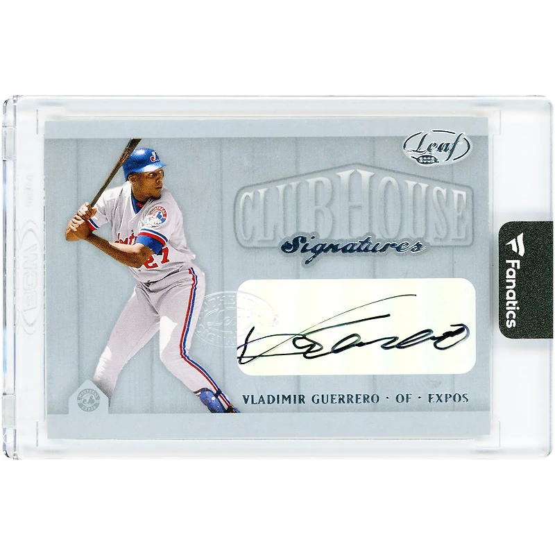 Carte autographiée de Vladimir Guerrero (Expos de Montréal) 2002 Donruss Leaf Clubhouse Signatures #NNO #5/25