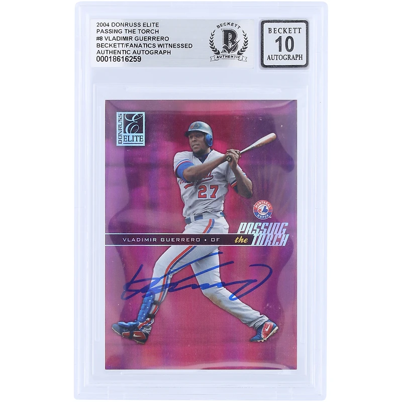 Vladimir Guerrero Montreal Expos Autographed 2004 Donruss Elite Passing the Torch #PT-8 #/ Beckett Fanatics Witnessed Authenticated 10 Card