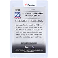 Carte autographiée Topps 150 Years of Baseball 2019 #150-83 #3/10 des Expos de Montréal par Vladimir Guerrero