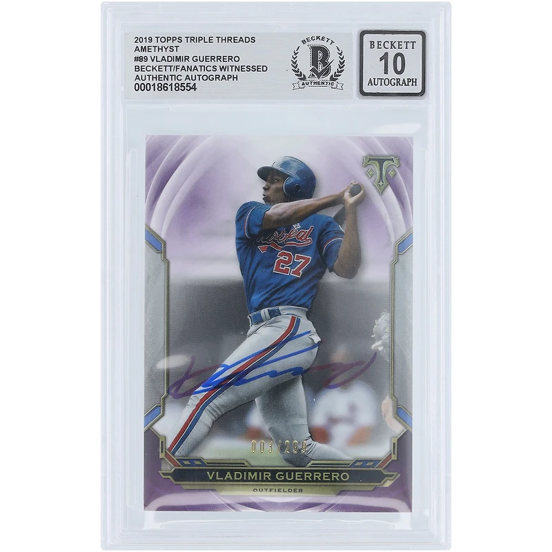 Carte autographiée de Vladimir Guerrero (Expos de Montréal) 2019 Topps Triple Threads Amethyst n° 89/299