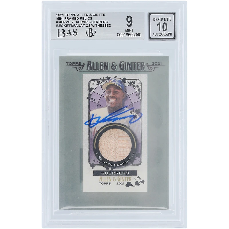 Vladimir Guerrero Montreal Expos Autographed 2021 Topps Allen & Ginter Mini Frame GU Relic #MFG-VG Beckett Fanatics Witnessed Authenticated 9/10 Card