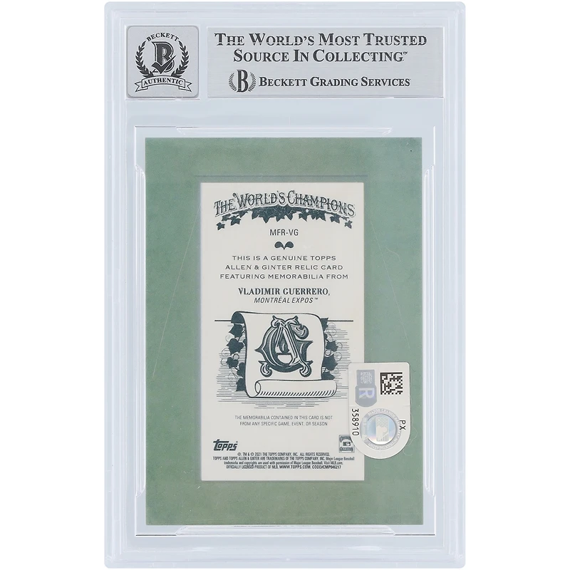 Vladimir Guerrero Montreal Expos Autographed 2021 Topps Allen & Ginter Mini Frame GU Relic #MFR-VG Beckett Fanatics Witnessed Authenticated 10 Card