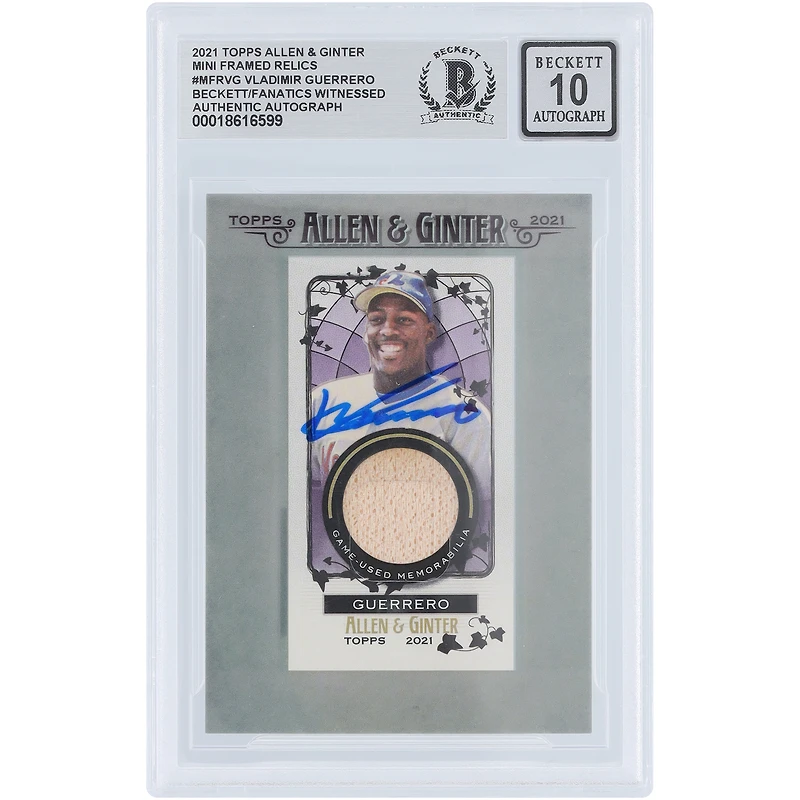 Vladimir Guerrero Montreal Expos Autographed 2021 Topps Allen & Ginter Mini Frame GU Relic #MFR-VG Beckett Fanatics Witnessed Authenticated 10 Card