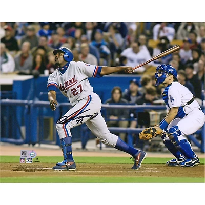 Photographie autographiée de Vladimir Guerrero des Expos de Montréal en train de frapper, 8" x 10"