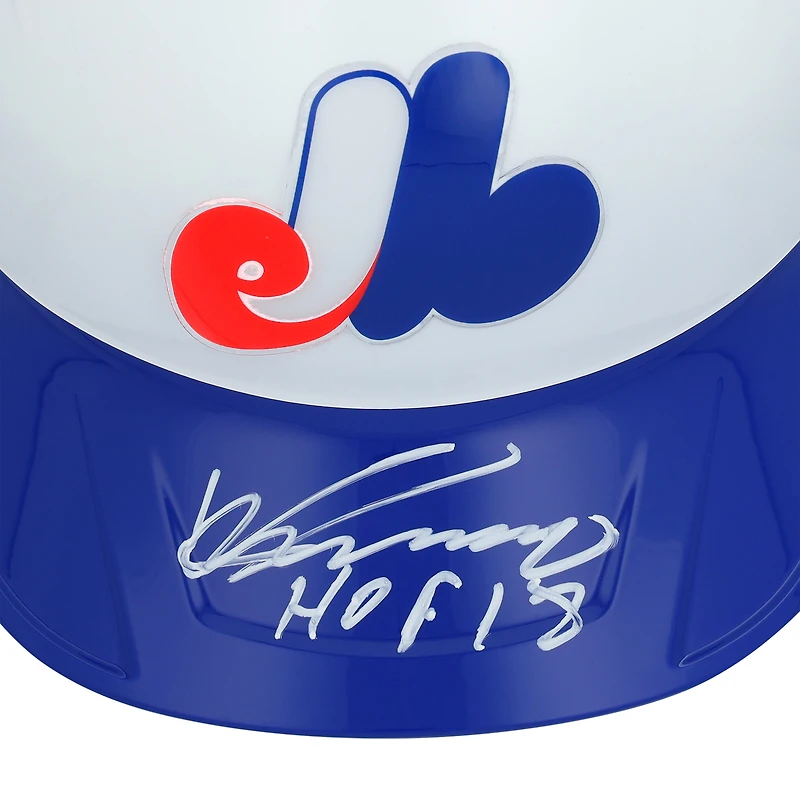 Réplique du casque de frappeur autographié par Vladimir Guerrero des Expos de Montréal avec l'inscription « HOF 18 »