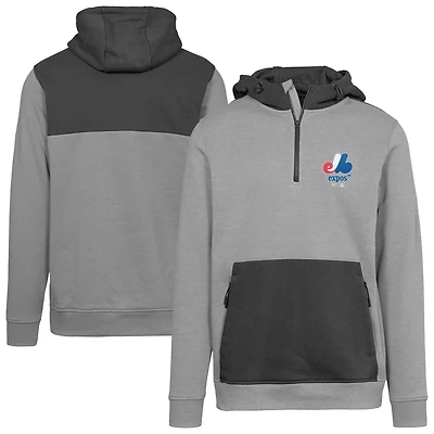 Sweat à capuche glissière quart de tour Chicane Core Logo des Expos Montréal la collection Cooperstown pour femme Levelwear gris
