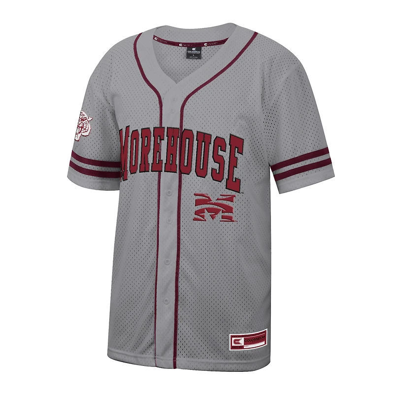 Men's Colosseum Gray Morehouse Maroon Tigers Free Spirited Baseball Jersey