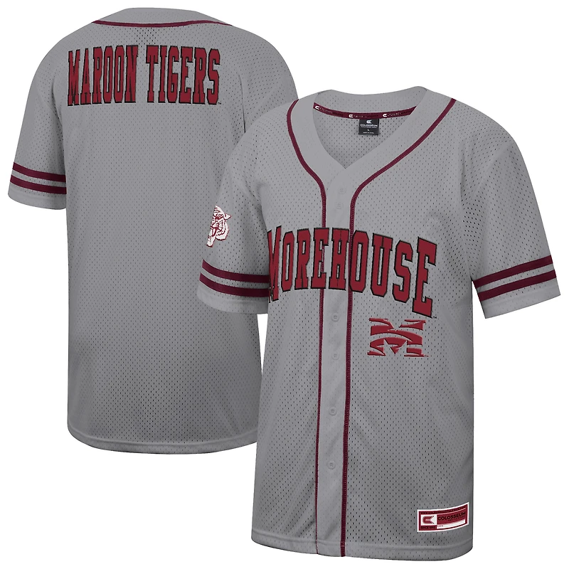 Men's Colosseum Gray Morehouse Maroon Tigers Free Spirited Baseball Jersey