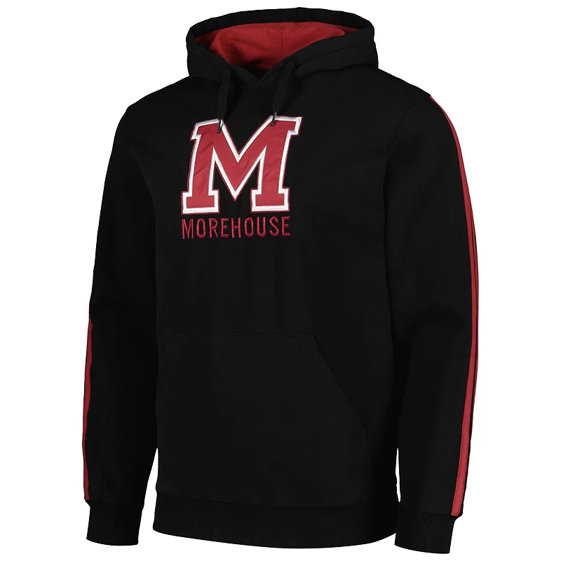 Sweat à capuche rayures surdimensionnées FISLL noir Morehouse Maroon Tigers pour hommes
