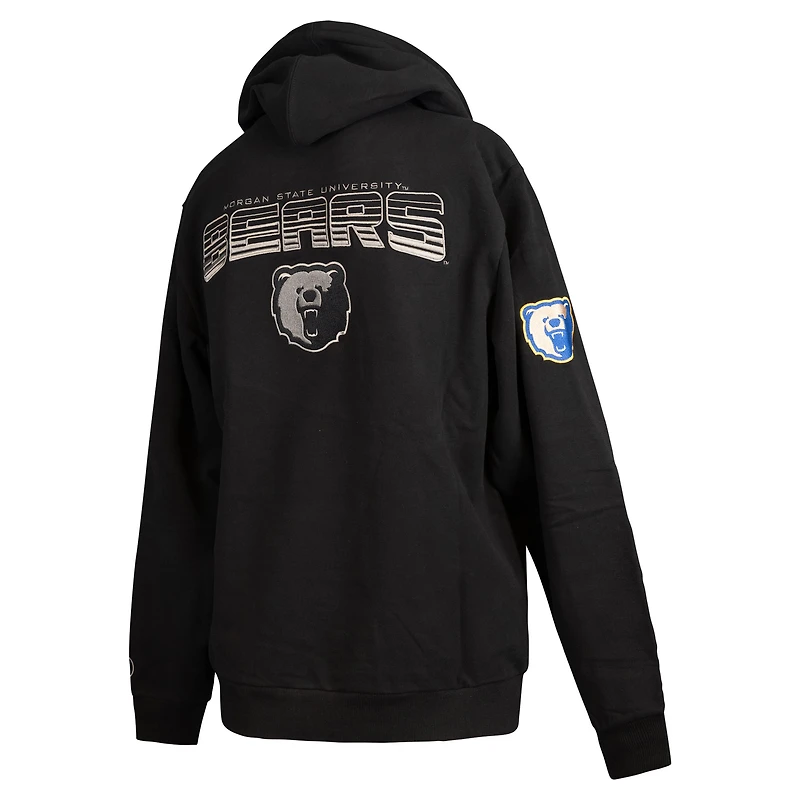FISLL - Sweat à capuche noir Morgan State Bears Puff Print Sliced ​​pour hommes
