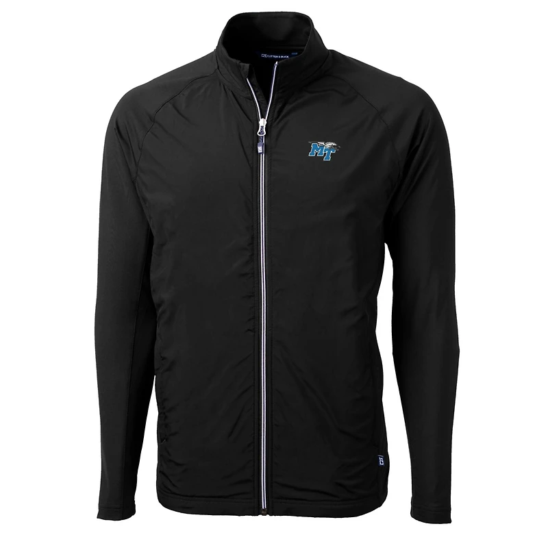 Men's Cutter & Buck Black MTSU Blue Raiders Big Tall Adapt Eco Knit Hybrid Recycled Full-Zip Jacket
