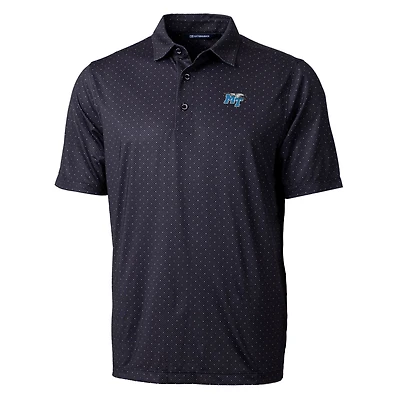 Men's Cutter & Buck Black MTSU Blue Raiders Pike Double Dot Print Stretch Polo