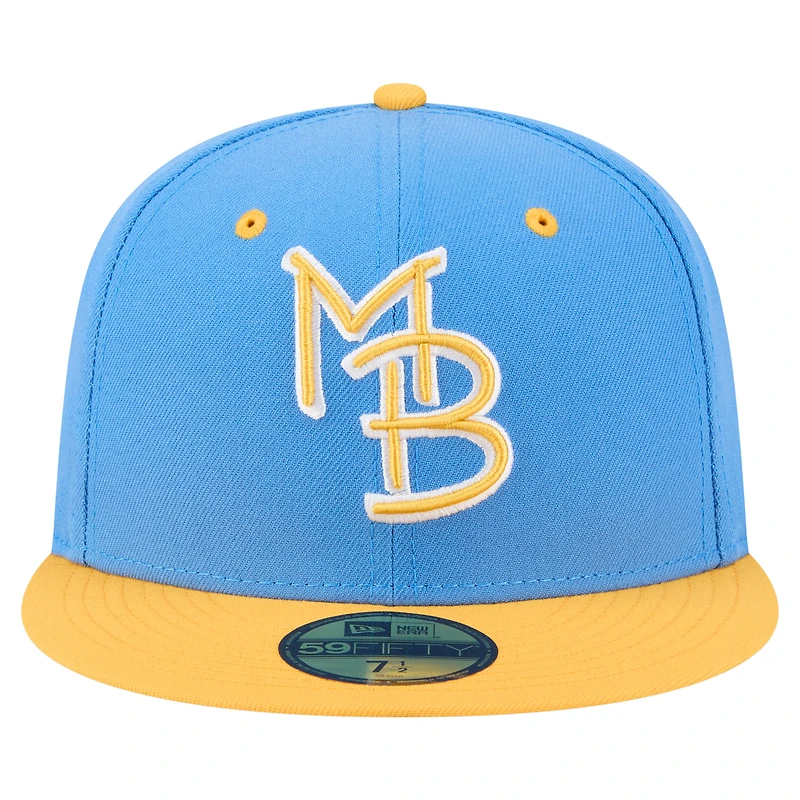 Casquette ajustée 59FIFTY Myrtle Beach Pelicans pour homme New Era bleu/jaune Authentic Collection